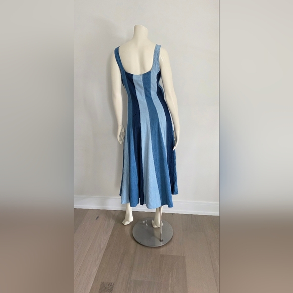 NWT Anthropologie Farm rio denim Colorblock Midi dress Fit & Flare S - Picture 14 of 16